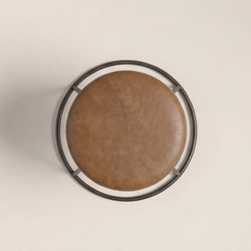 Austen Low Stool | Vintage Tan Faux Leather & Rustic