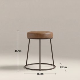 Austen Low Stool | Vintage Tan Faux Leather & Rustic