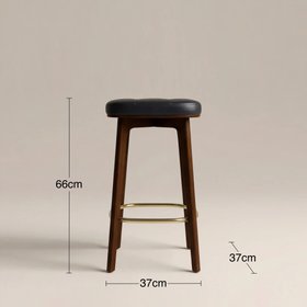 Winchester Kitchen Stool | Vintage Black Faux Leather & Walnut