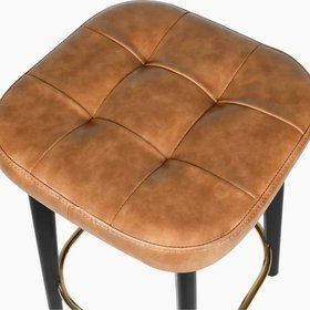 Winchester Kitchen Stool | Tan Faux Leather & Black