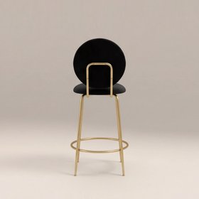 Regent Kitchen Stool with Backrest | Grey Sustainable Velvet