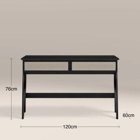 Campbell Large Wooden 2 Drawer Desk | Black