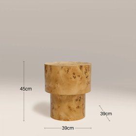 Dalton Round Wooden Side Table | Burl Wood