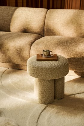 Ayla Pouffe | Speckled Stone Sustainable Boucle