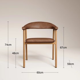 Monroe Carver Dining Chair | Vintage Tan Faux Leather & Oak