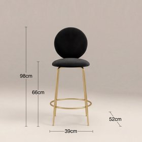 Regent Kitchen Stool with Backrest | Grey Sustainable Velvet