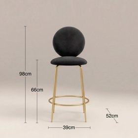 Regent Kitchen Stool with Backrest | Grey Sustainable Velvet
