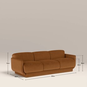 Connick 3 Seater Sofa | Caramel Brown Sustainable Mohair Velvet