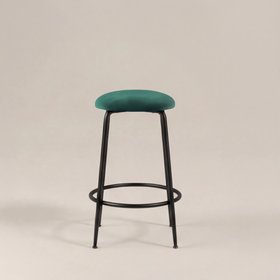 Regent Kitchen Stool | Teal Sustainable Velvet & Black