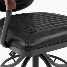 Wren Office Chair | Vintage Black Faux Leather & Black