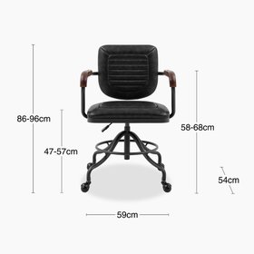 Wren Office Chair | Vintage Black Faux Leather & Black