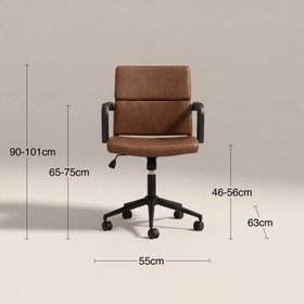 Mae Office Chair | Vintage Tan Faux Leather & Black