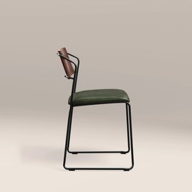Kensal Stackable Dining Chair | Vintage Green Faux Leather & Black