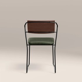 Kensal Stackable Dining Chair | Vintage Green Faux Leather & Black