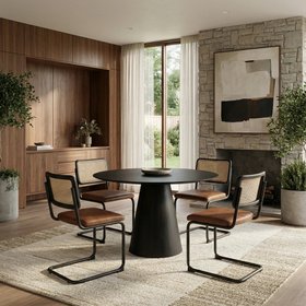 Kenton Dining Chair | Vintage Tan Faux Leather & Black