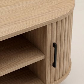 Mika Large Wooden TV Stand | Oak & Black