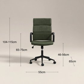 Mae High Back Office Chair | Vintage Green Faux Leather & Black