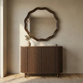 Lillian Round Wall Mirror, 95 cm | Walnut