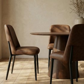 Amari Dining Chair | Vintage Tan Faux Leather & Black
