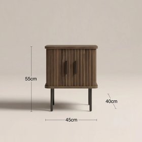 Mika Square Wooden 1 Drawer Bedside Table | Walnut & Black