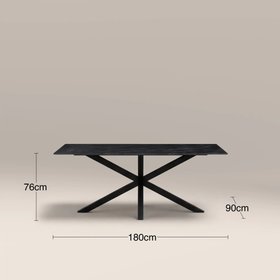 Sawyer 6 Seat Rectangle Dining Table | Black Ceramic & Black