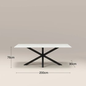 Sawyer 8 Seat Rectangle Dining Table | White Ceramic & Black