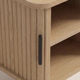 Mika Square Wooden 1 Drawer Bedside Table | Oak & Black