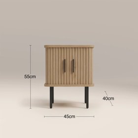 Mika Square Wooden 1 Drawer Bedside Table | Oak & Black