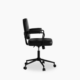Paige Office Chair | Vintage Black Faux Leather & Black