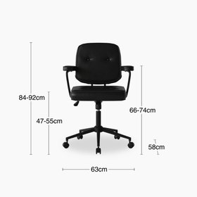 Paige Office Chair | Vintage Black Faux Leather & Black