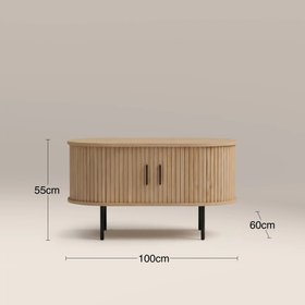 Mika Oval Wooden Coffee Table | Oak & Black