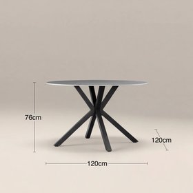 Sawyer 4 Seat Round Dining Table | Grey Ceramic & Black