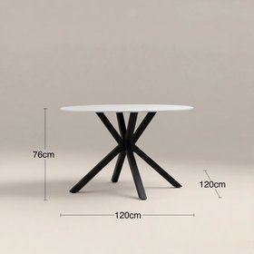 Sawyer 4 Seat Round Dining Table | White Ceramic & Black