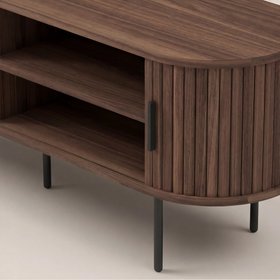 Mika Large Wooden TV Stand | Walnut & Black