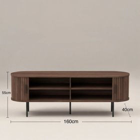 Mika Large Wooden TV Stand | Walnut & Black