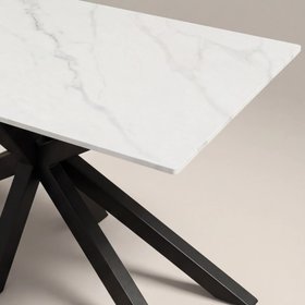 Sawyer 6 Seat Rectangle Dining Table | White Ceramic & Black