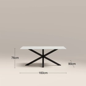 Sawyer 6 Seat Rectangle Dining Table | White Ceramic & Black