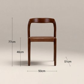 Madeleine Stackable Wooden Dining Chair | Vintage Tan Faux Leather & Walnut