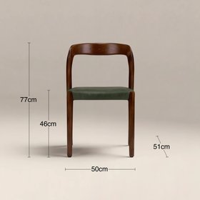 Madeleine Stackable Wooden Dining Chair | Vintage Green Faux Leather & Walnut