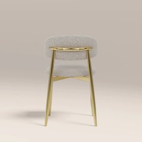 Halston Dining Chair | Speckled Stone Sustainable Boucle & Brass
