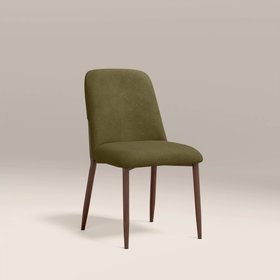 Amari Dining Chair | Moss Green Sustainable Mohair Velvet & Walnut