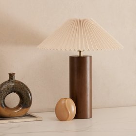Danika Table Lamp | Natural Linen & Walnut