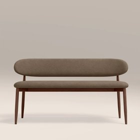 Halston 3 Seater Dining Bench | Truffle Brown Sustainable Mohair Velvet & Walnut