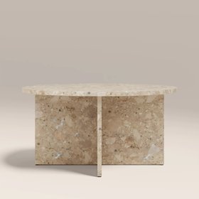 Wedge Round Coffee Table | Cappuccino Brown Riverstone Marble