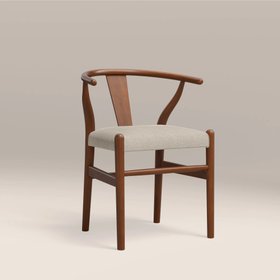 Bjorn Wooden Dining Chair | Speckled Stone Sustainable Boucle & Walnut