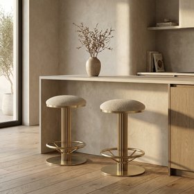 Rafferty Swivel Kitchen Stool | Speckled Stone Sustainable Boucle & Brass