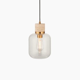 Nolan Pendant Light | Natural Travertine & Brass