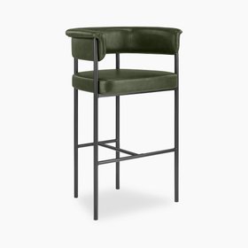 Roane Bar Stool | Vintage Green Faux Leather & Black