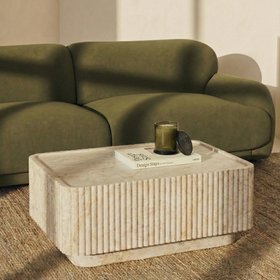 Osmond Rectangular Coffee Table | Natural Travertine Effect