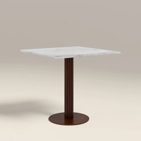 Rafferty 2 Seat Square Cafe Table  | White Marble & Walnut